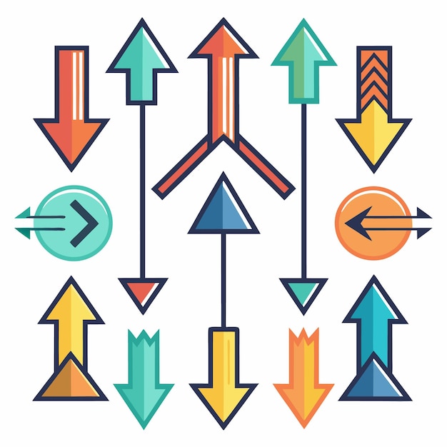 Colección colorida de flechas decorativas Ilustración vectorial