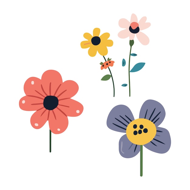Colección colorida de flores de primavera