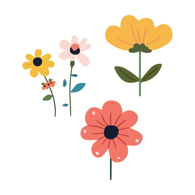 Colección colorida de flores de primavera