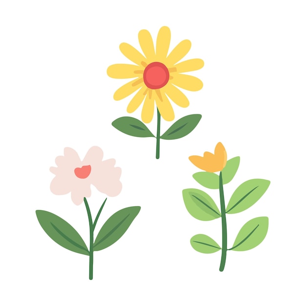 Colección colorida de flores de primavera