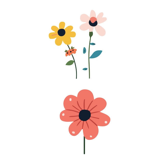 Colección colorida de flores de primavera