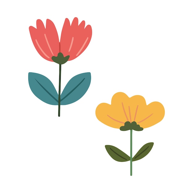 Colección colorida de flores de primavera