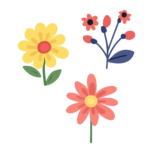 Colección colorida de flores de primavera