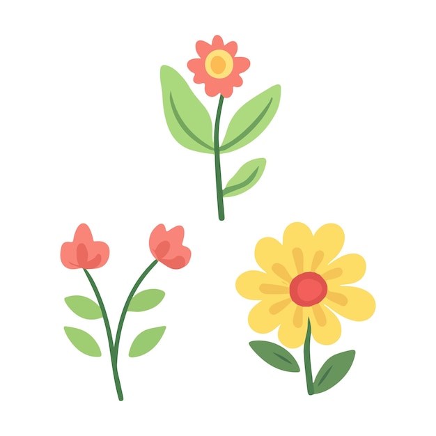 Colección colorida de flores de primavera