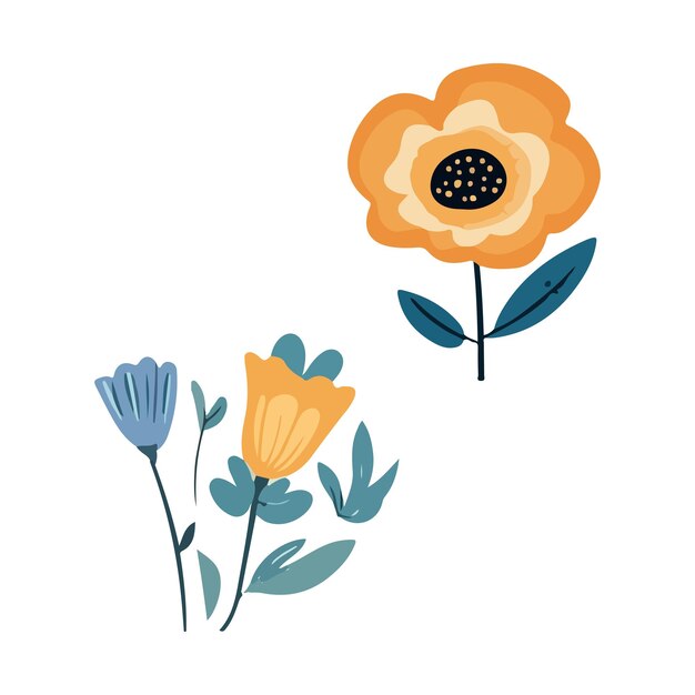 Colección colorida de flores de primavera
