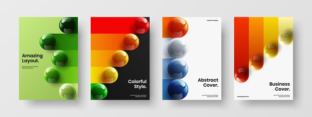 Colección colorida de la ilustración de la portada de la empresa de esferas 3D