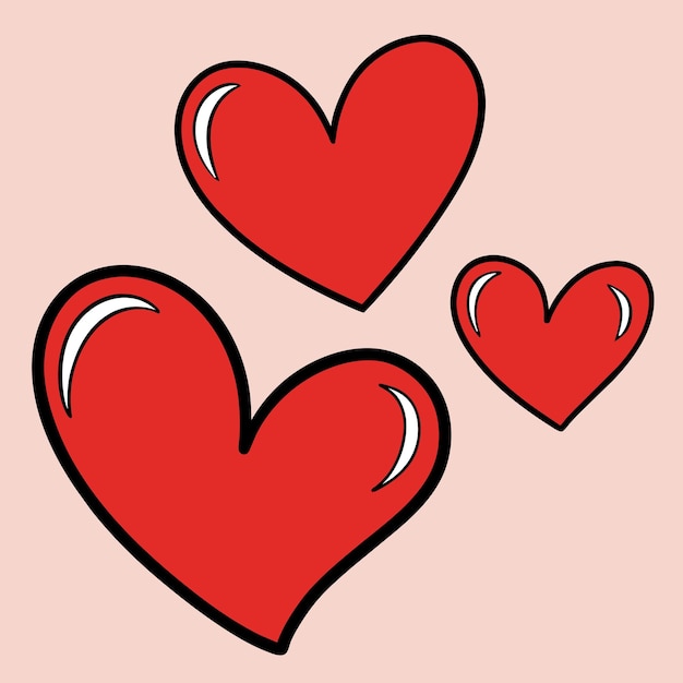 Colección colorida de ilustraciones de corazones dibujados a mano corazón Doodle set de corazón rojo rosa negro