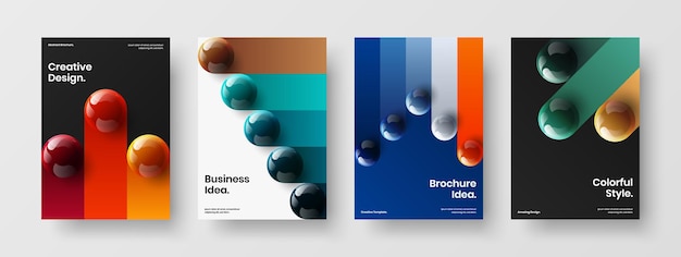 Colección colorida de ilustraciones del informe anual de esferas 3D