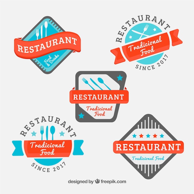Vector colección colorida de logos modernos de restaurante