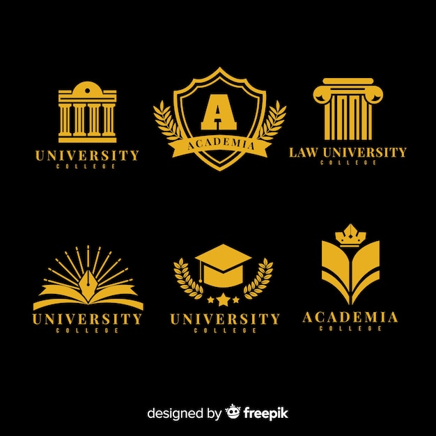 Colección colorida de logos de universidad con diseño plano