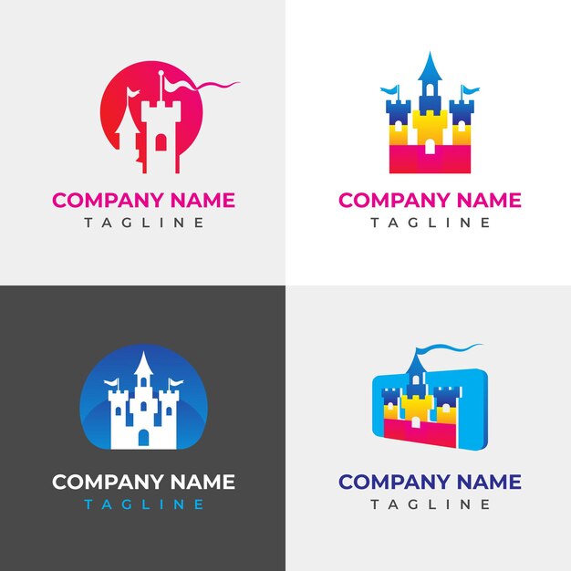 Colección colorida del logotipo del castillo
