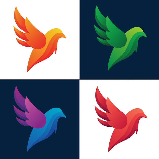 Colección colorida del logotipo del extracto de la silueta de los pájaros