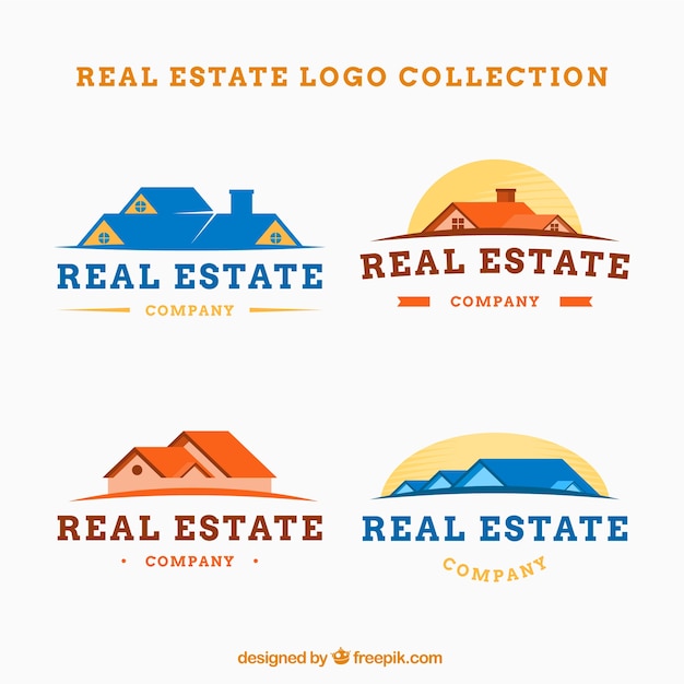 Vector colección colorida de logotipos inmobiliarios