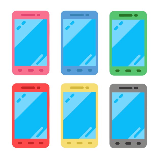 Colección colorida de teléfonos inteligentes Ilustración del logotipo Vector dibujo a mano Icono de dibujos animados