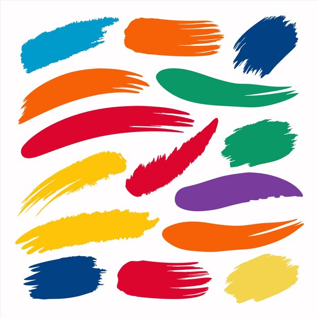 una colección de coloridas líneas pintadas a mano con diferentes colores