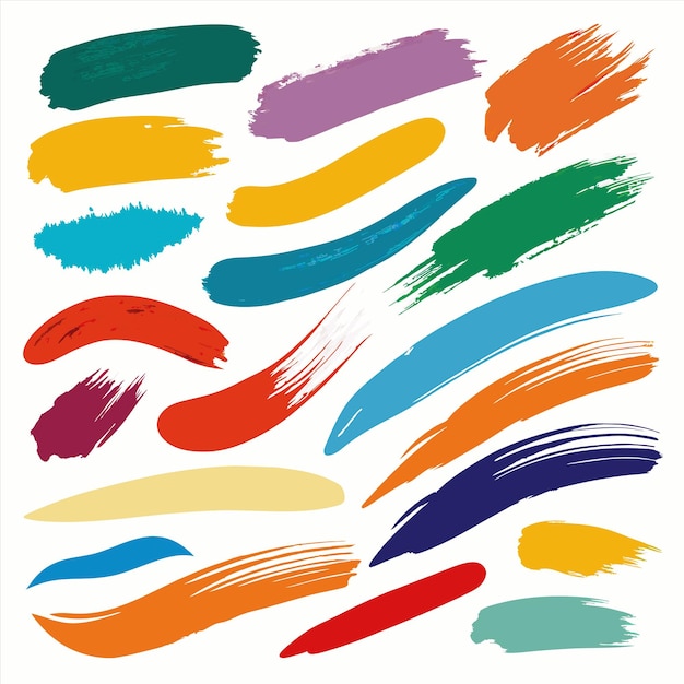 una colección de coloridas líneas pintadas a mano con diferentes colores