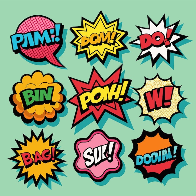 una colección de cómics con la palabra