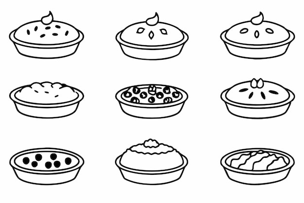 una colección de comida y un plato con diferentes imágenes de diferentes postres
