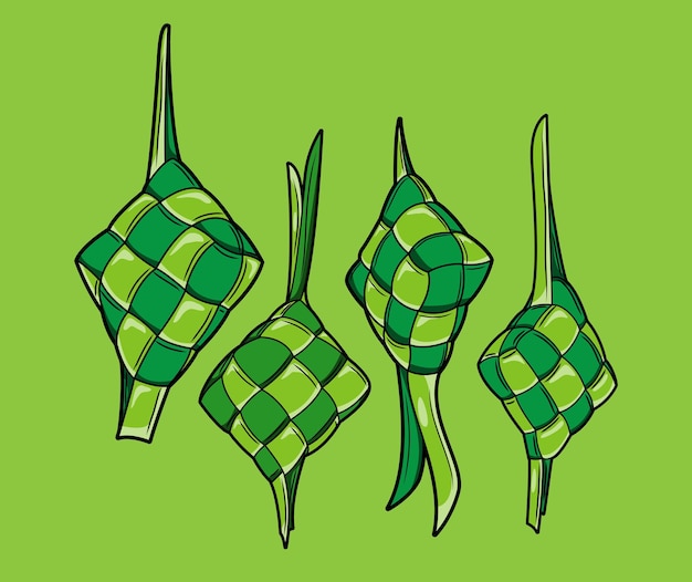 Vector colección de comida tradicional ketupat