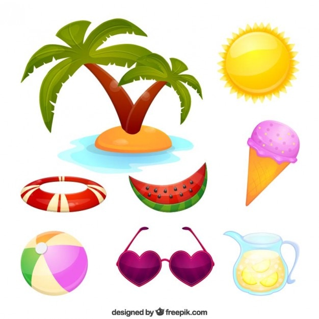 Colección de comida de verano y elementos