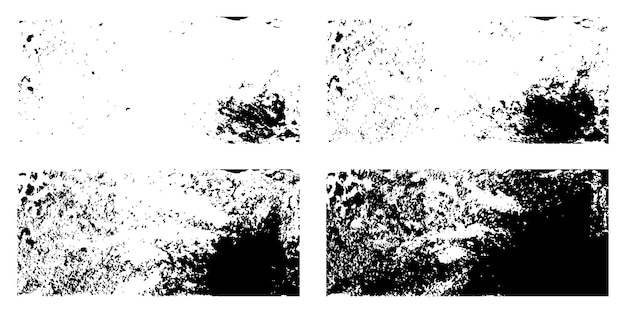 Colección completa de abstractos polvo negro grunge sucio y manchas de textura angustiada