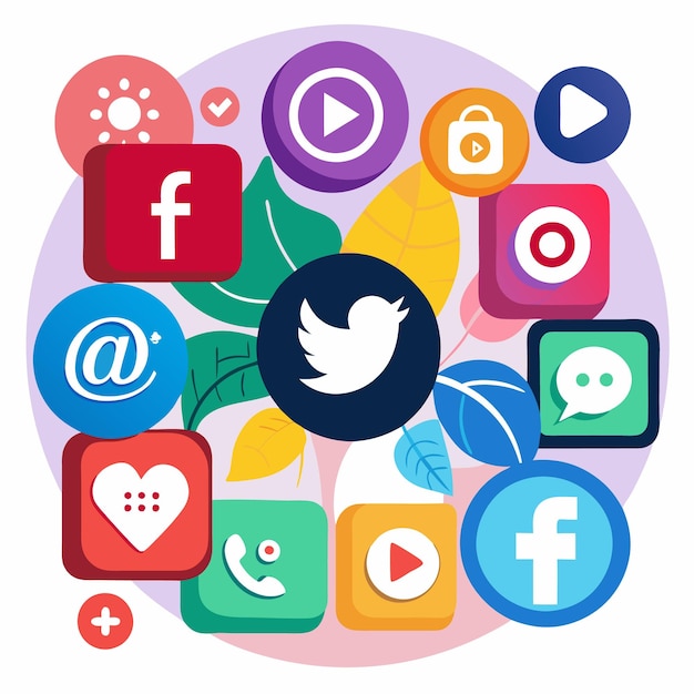 Colección completa de íconos de las redes sociales Ilustración vectorial
