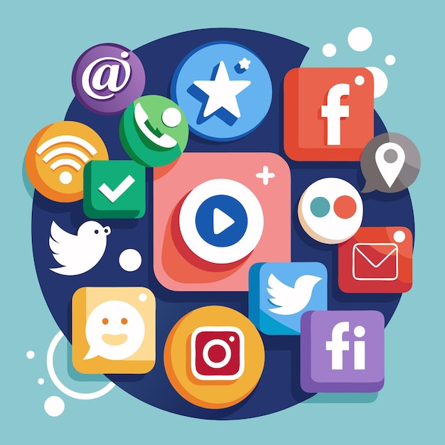 Colección completa de íconos de las redes sociales Ilustración vectorial