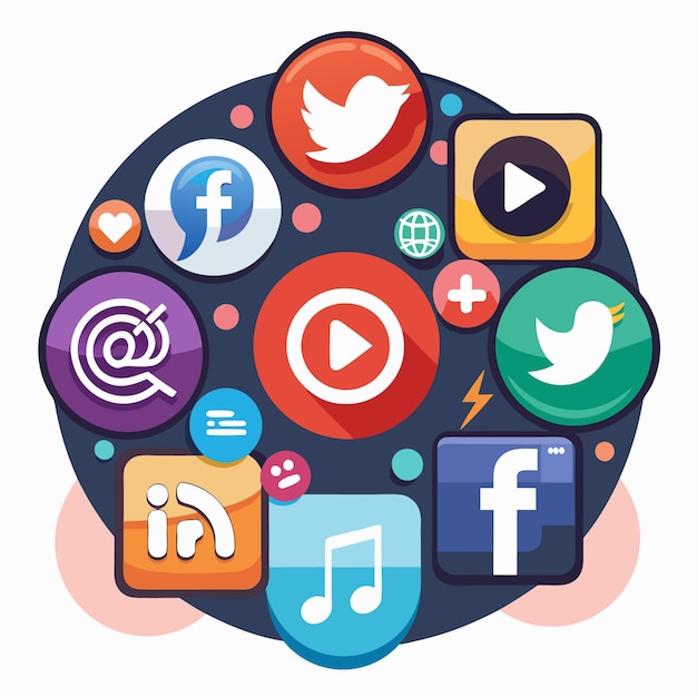 Colección completa de íconos de las redes sociales Ilustración vectorial
