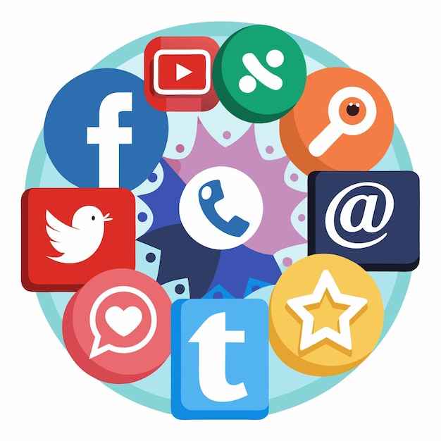 Colección completa de íconos de las redes sociales Ilustración vectorial