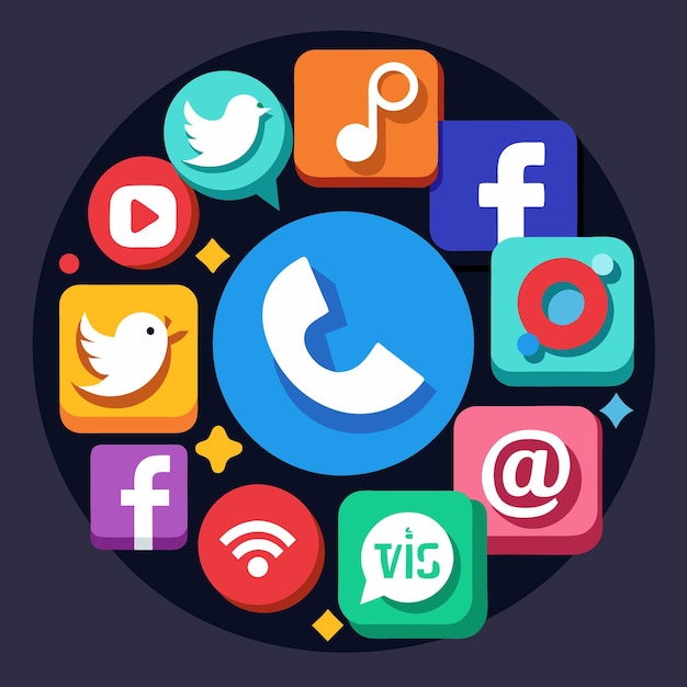 Colección completa de íconos de las redes sociales Ilustración vectorial