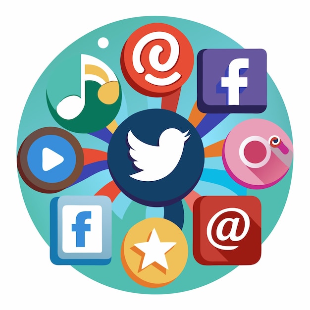 Colección completa de íconos de las redes sociales Ilustración vectorial