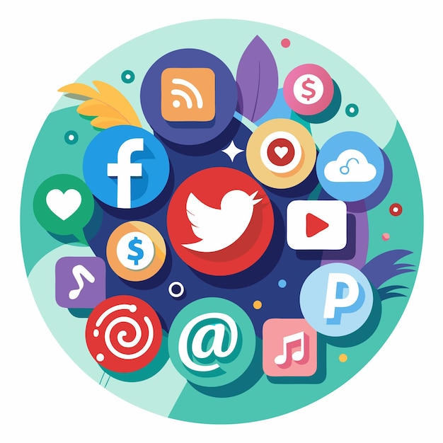 Colección completa de íconos de las redes sociales Ilustración vectorial