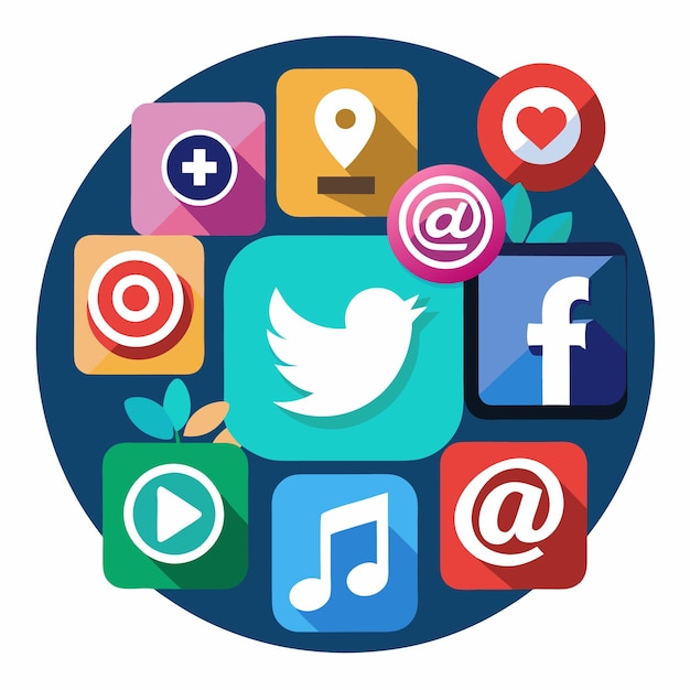 Colección completa de íconos de las redes sociales Ilustración vectorial