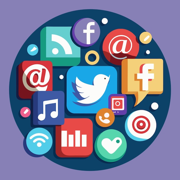 Colección completa de íconos de las redes sociales Ilustración vectorial