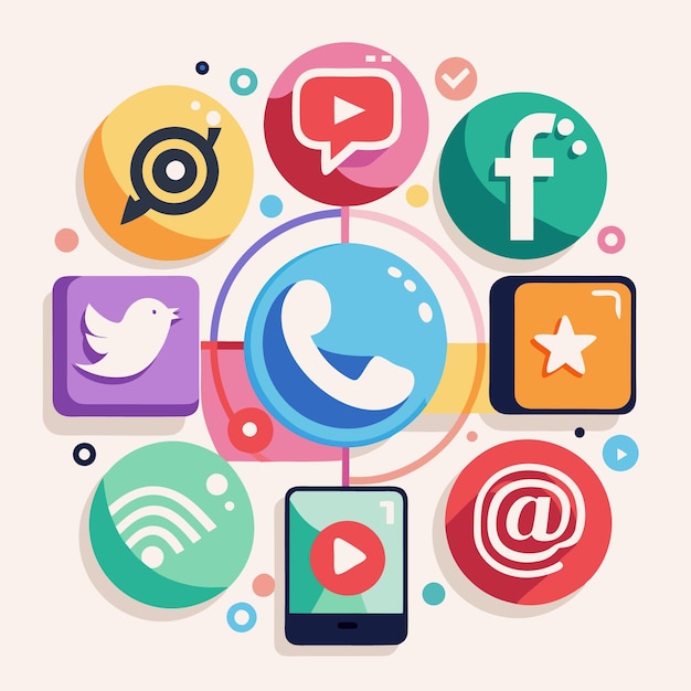 Colección completa de íconos de las redes sociales Ilustración vectorial