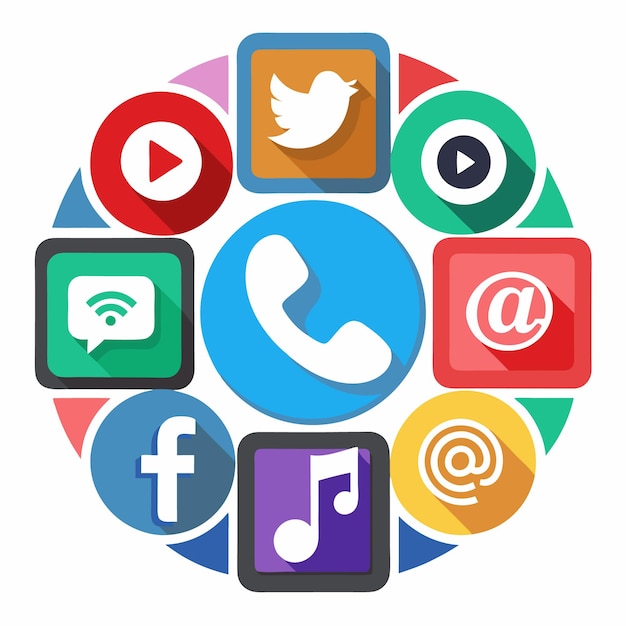 Colección completa de íconos de las redes sociales Ilustración vectorial