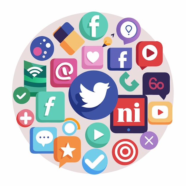 Colección completa de íconos de las redes sociales Ilustración vectorial