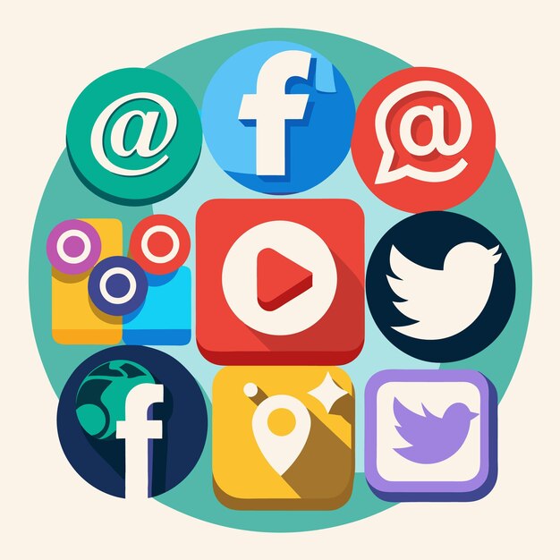 Colección completa de íconos de las redes sociales Ilustración vectorial