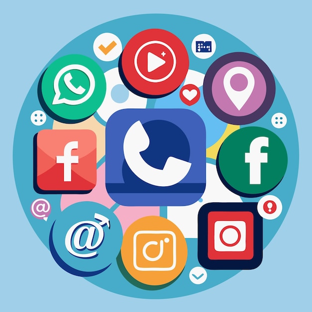 Colección completa de íconos de las redes sociales Ilustración vectorial