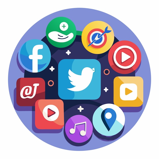 Colección completa de íconos de las redes sociales Ilustración vectorial