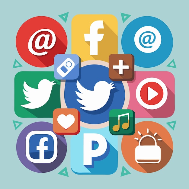 Colección completa de íconos de las redes sociales Ilustración vectorial