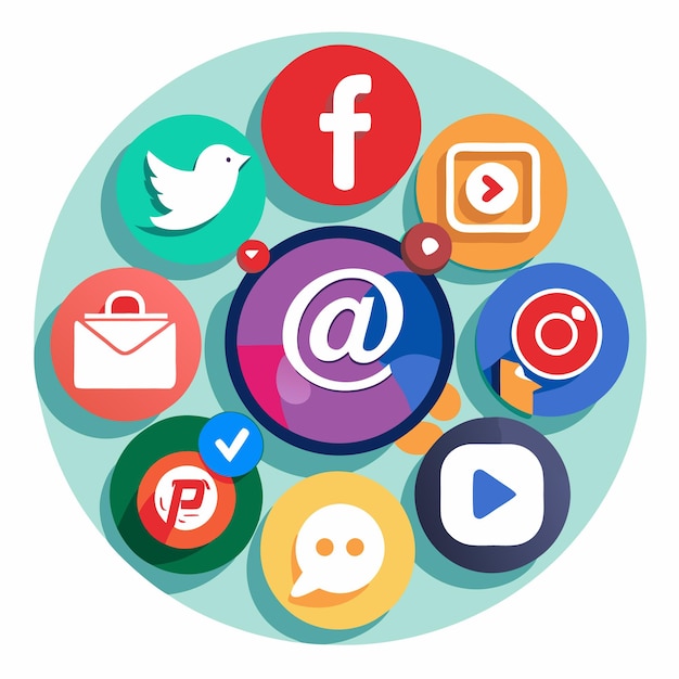 Colección completa de íconos de las redes sociales Ilustración vectorial