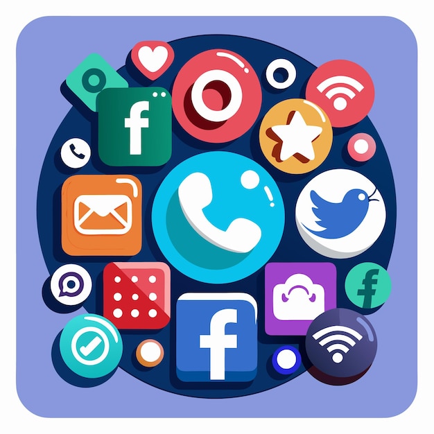 Colección completa de íconos de las redes sociales Ilustración vectorial