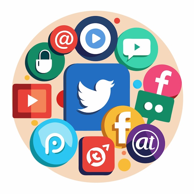 Colección completa de íconos de las redes sociales Ilustración vectorial