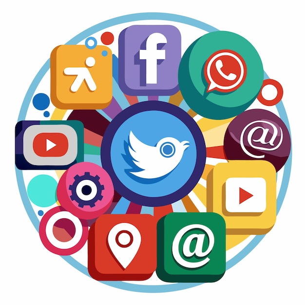 Colección completa de íconos de las redes sociales Ilustración vectorial