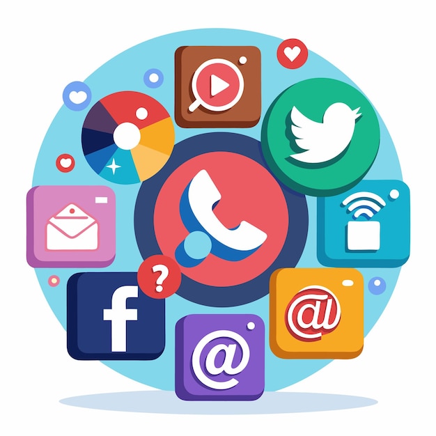 Colección completa de íconos de las redes sociales Ilustración vectorial