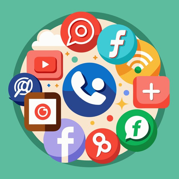 Colección completa de íconos de las redes sociales Ilustración vectorial