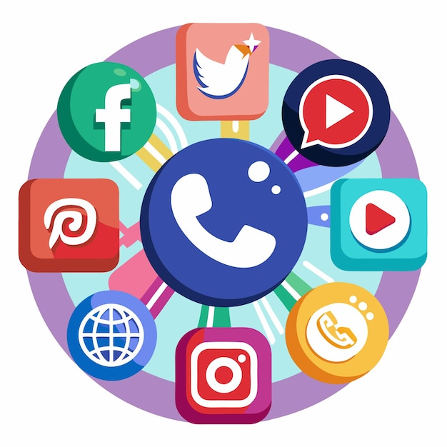 Colección completa de íconos de las redes sociales Ilustración vectorial