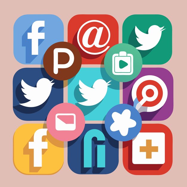 Colección completa de íconos de las redes sociales Ilustración vectorial