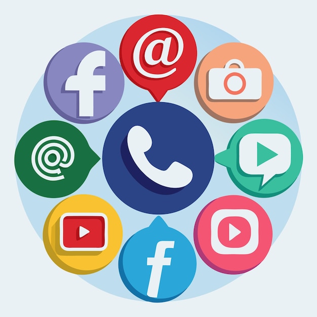 Colección completa de íconos de las redes sociales Ilustración vectorial